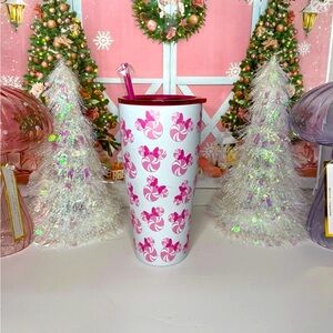 Minnie Mouse Christmas peppermint pink tumbler